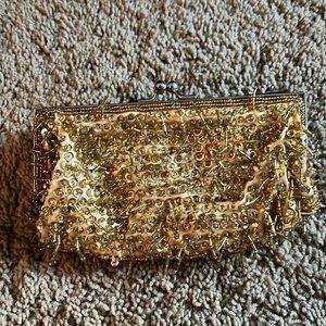 Gold Sequin Clutch Purse